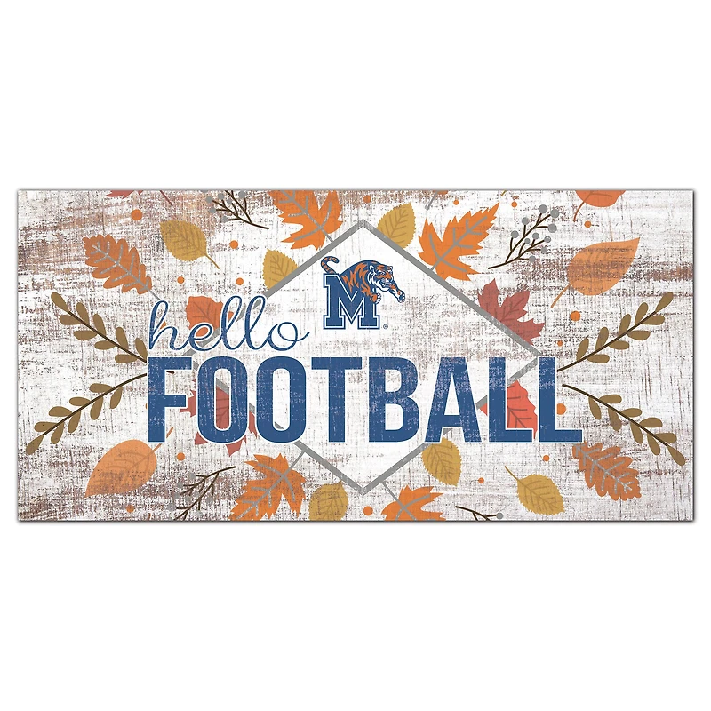 White Memphis Tigers 6'' x 12'' Hello Football Wall Art