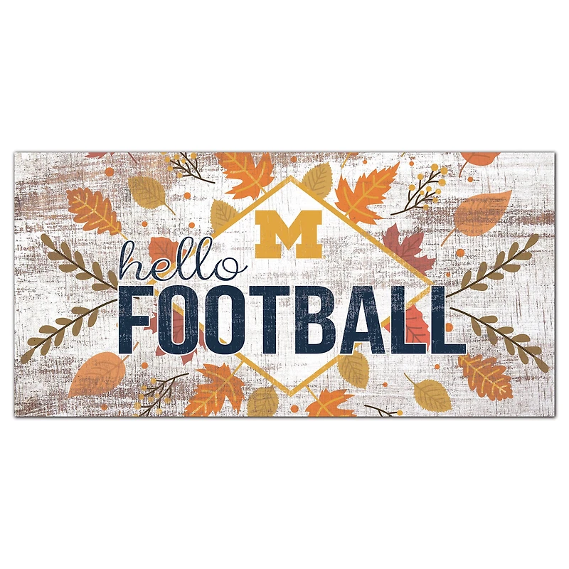 White Michigan Wolverines 6'' x 12'' Hello Football Wall Art