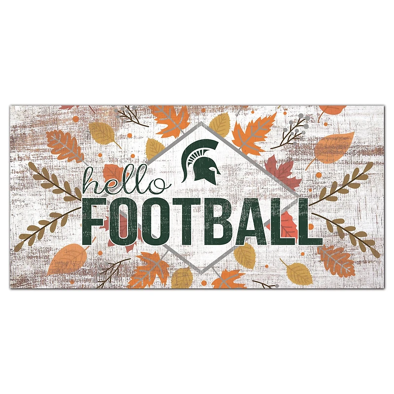 White Michigan State Spartans 6'' x 12'' Hello Football Wall Art