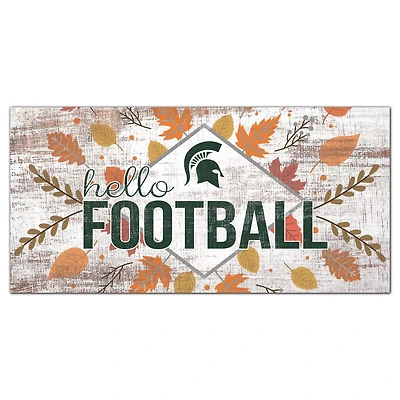 White Michigan State Spartans 6'' x 12'' Hello Football Wall Art