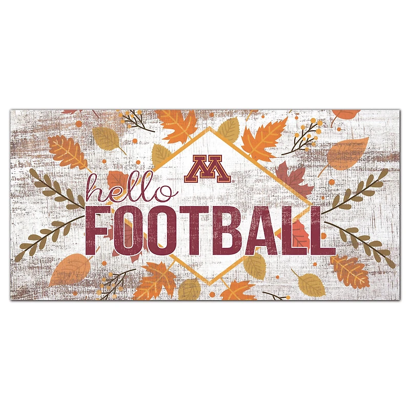 White Minnesota Golden Gophers 6'' x 12'' Hello Football Wall Art