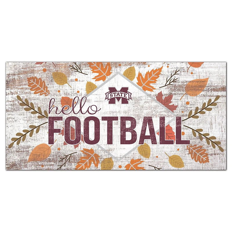 White Mississippi State Bulldogs 6'' x 12'' Hello Football Wall Art