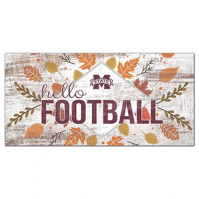 White Mississippi State Bulldogs 6'' x 12'' Hello Football Wall Art