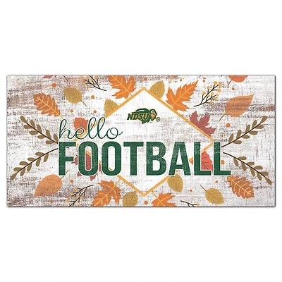 White NDSU Bison 6'' x 12'' Hello Football Wall Art