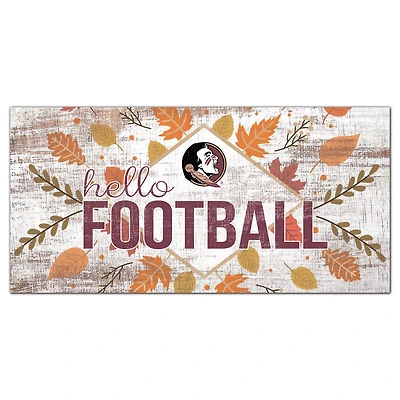 White Florida State Seminoles 6'' x 12'' Hello Football Wall Art