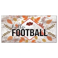 White Oklahoma State Cowboys 6'' x 12'' Hello Football Wall Art