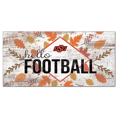 White Oklahoma State Cowboys 6'' x 12'' Hello Football Wall Art