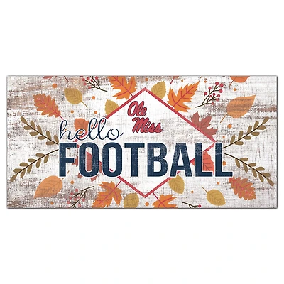 White Ole Miss Rebels 6'' x 12'' Hello Football Wall Art