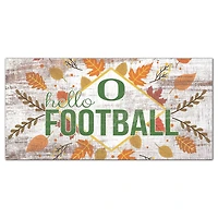 White Oregon Ducks 6'' x 12'' Hello Football Wall Art