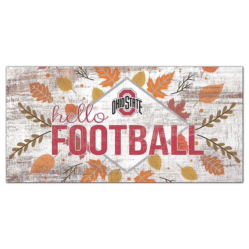 White Ohio State Buckeyes 6'' x 12'' Hello Football Wall Art
