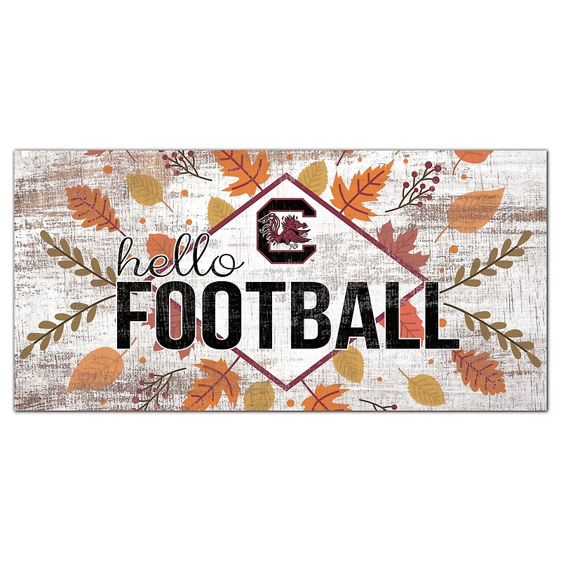 White South Carolina Gamecocks 6'' x 12'' Hello Football Wall Art