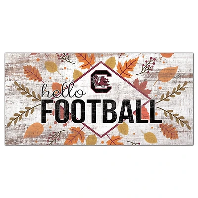 White South Carolina Gamecocks 6'' x 12'' Hello Football Wall Art