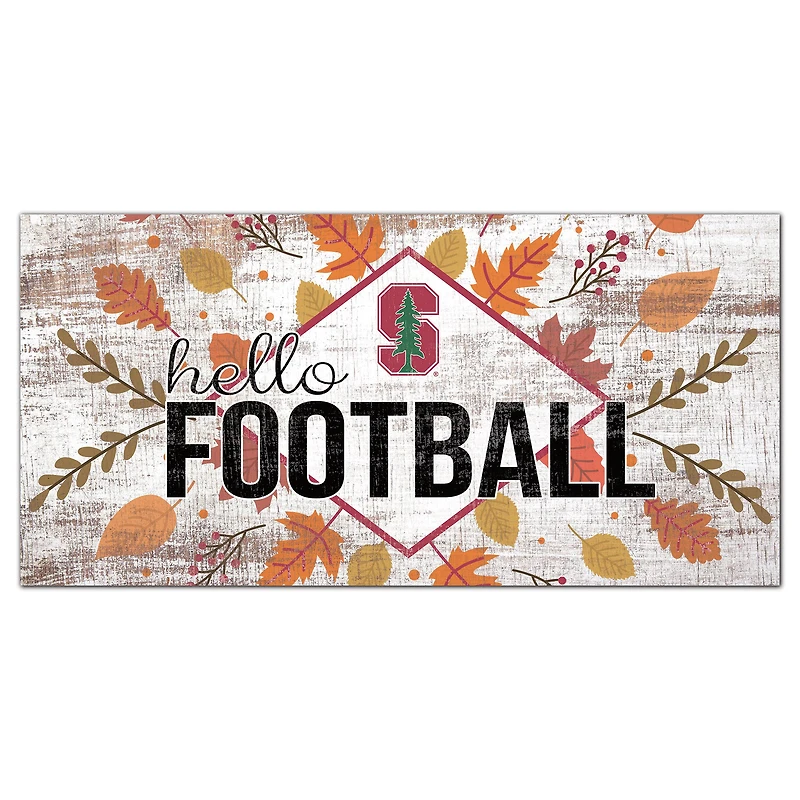 White Stanford Cardinal 6'' x 12'' Hello Football Wall Art