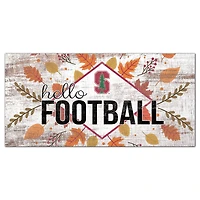 White Stanford Cardinal 6'' x 12'' Hello Football Wall Art