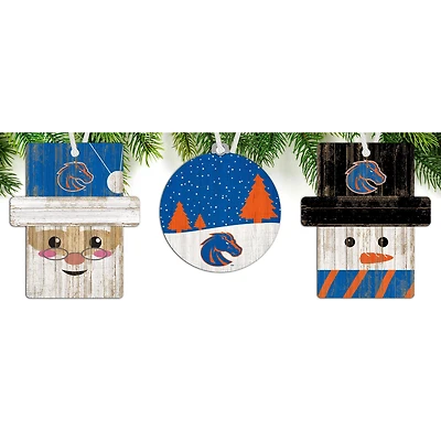 Boise State Broncos 3-Pack Ornament Set