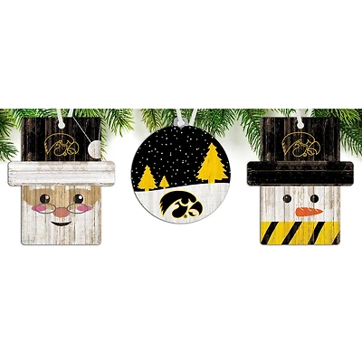 Iowa Hawkeyes 3-Pack Ornament Set