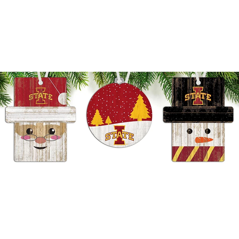 Iowa State Cyclones 3-Pack Ornament Set