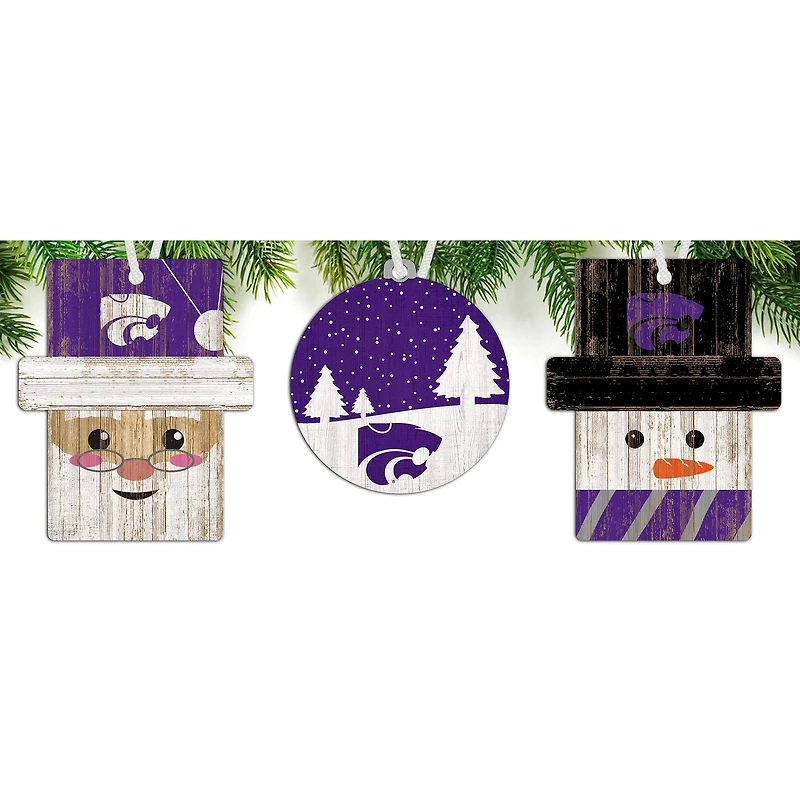 Kansas State Wildcats 3-Pack Ornament Set
