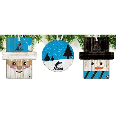 Miami Marlins 3-Pack Ornament Set