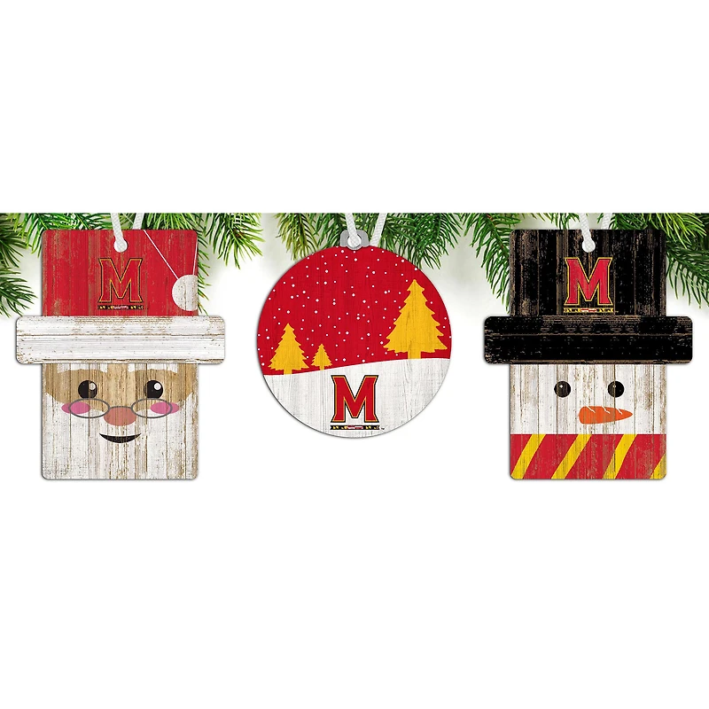 Maryland Terrapins 3-Pack Ornament Set