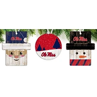 Ole Miss Rebels 3-Pack Ornament Set