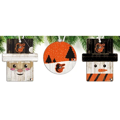 Baltimore Orioles 3-Pack Ornament Set