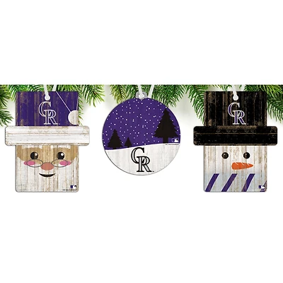 Colorado Rockies 3-Pack Ornament Set