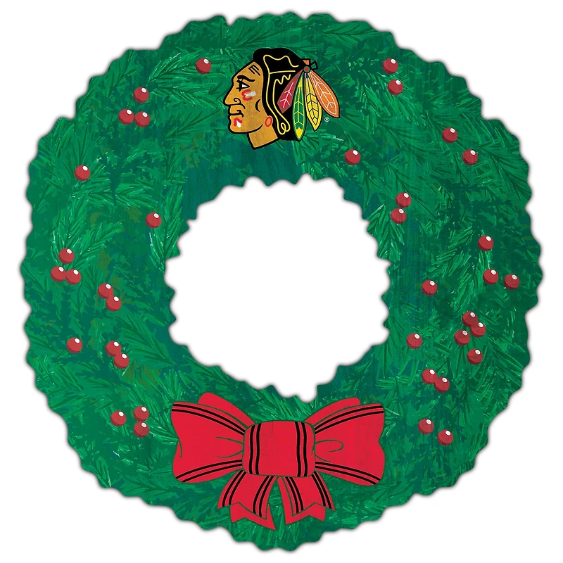 Chicago Blackhawks 16'' Team Wreath Sign