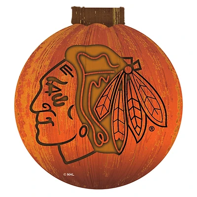 Chicago Blackhawks 12'' Pumpkin Sign