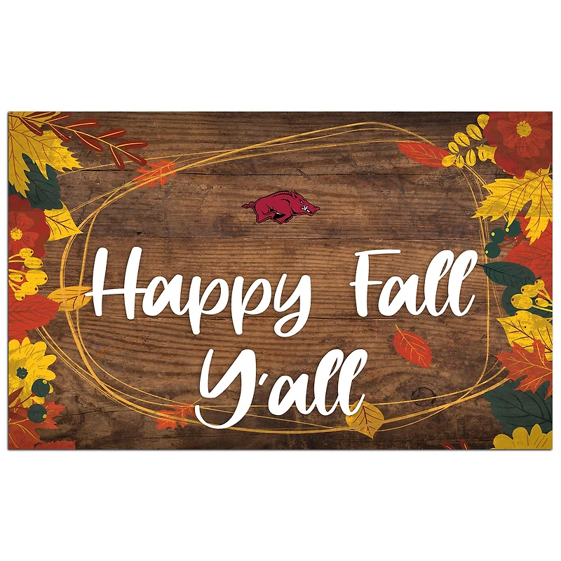 Arkansas Razorbacks 11'' x 19'' Happy Fall Y'all Sign