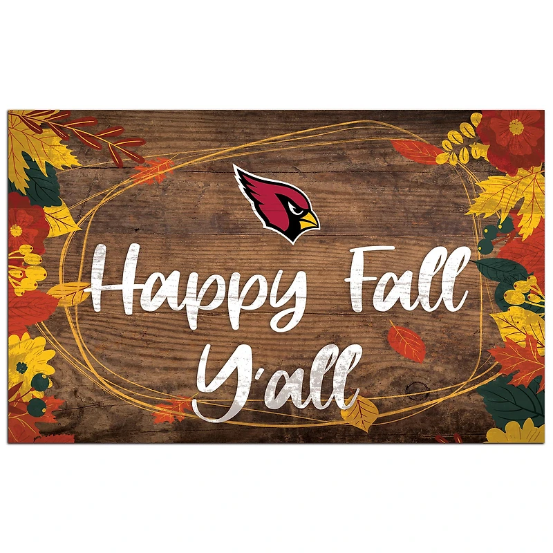 Arizona Cardinals 11'' x 19'' Happy Fall Y'all Sign