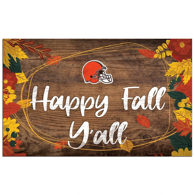 Cleveland Browns 11'' x 19'' Happy Fall Y'all Sign