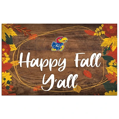 Kansas Jayhawks 11'' x 19'' Happy Fall Y'all Sign