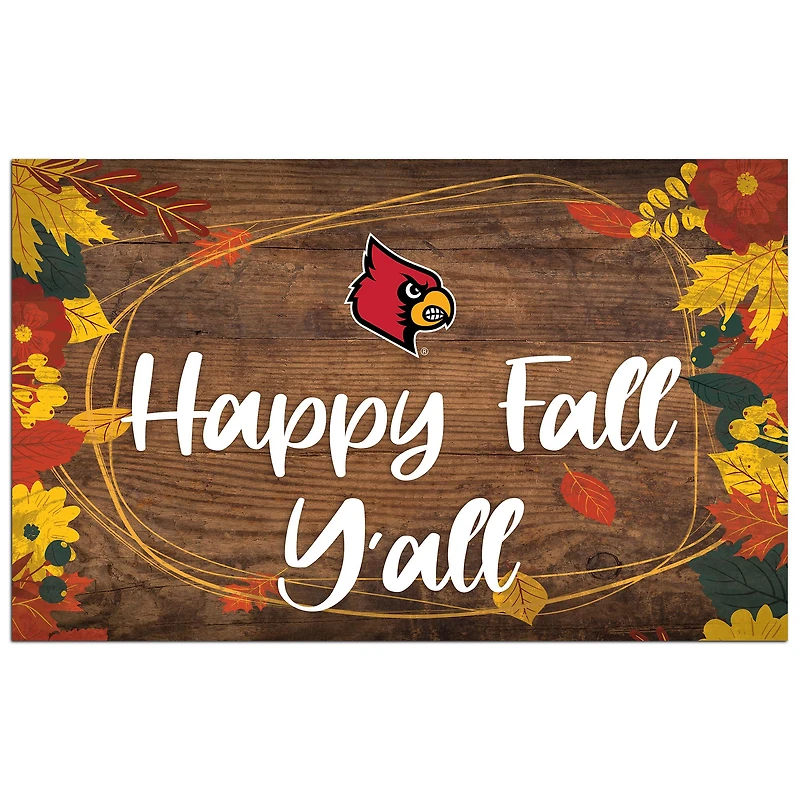 Louisville Cardinals 11'' x 19'' Happy Fall Y'all Sign