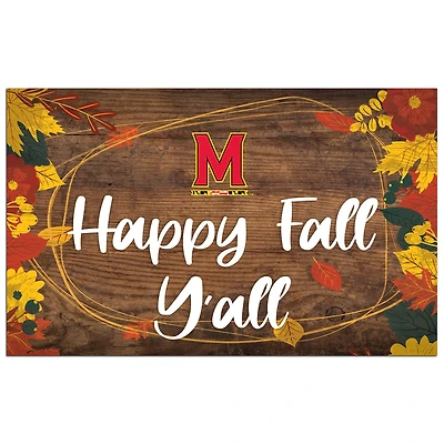 Maryland Terrapins 11'' x 19'' Happy Fall Y'all Sign