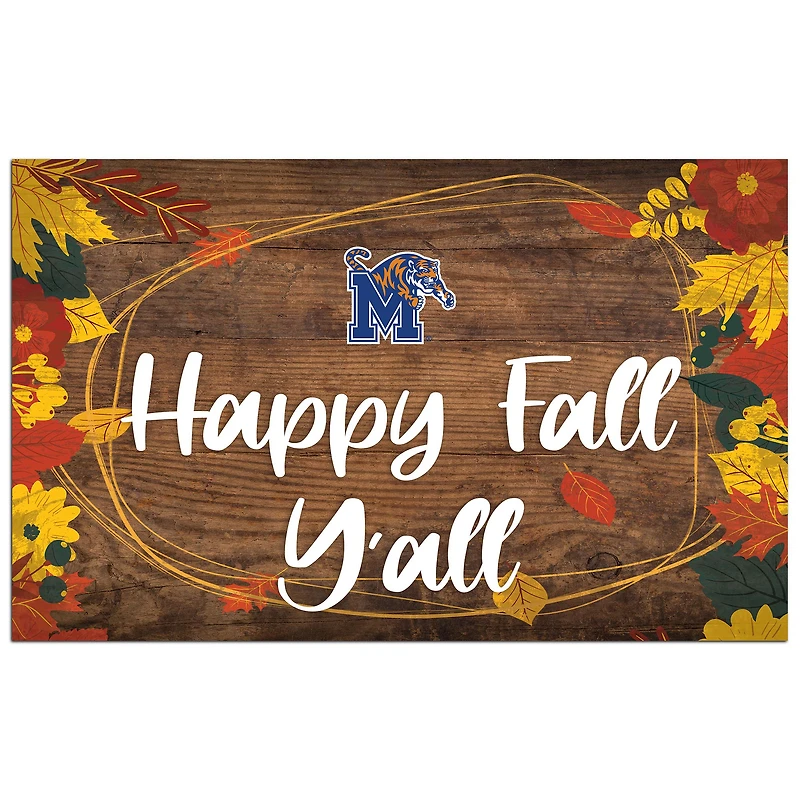 Memphis Tigers 11'' x 19'' Happy Fall Y'all Sign