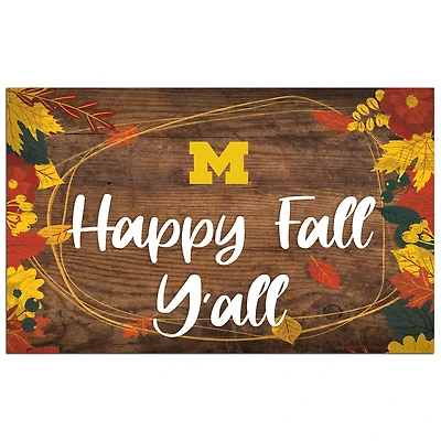 Michigan Wolverines 11'' x 19'' Happy Fall Y'all Sign