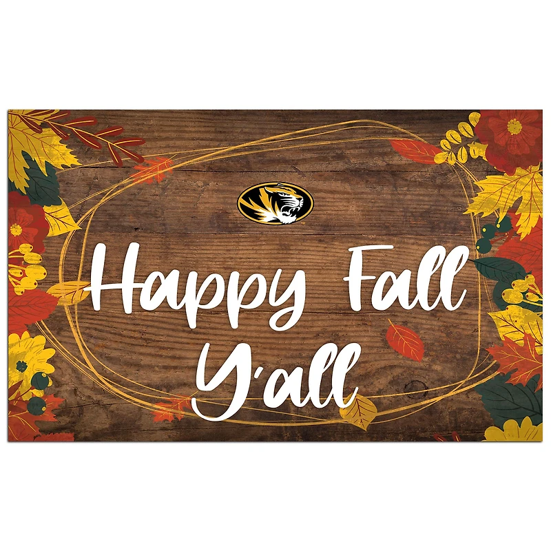 Missouri Tigers 11'' x 19'' Happy Fall Y'all Sign