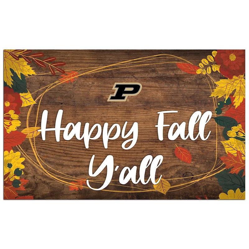 Purdue Boilermakers 11'' x 19'' Happy Fall Y'all Sign