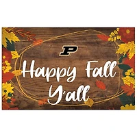 Purdue Boilermakers 11'' x 19'' Happy Fall Y'all Sign