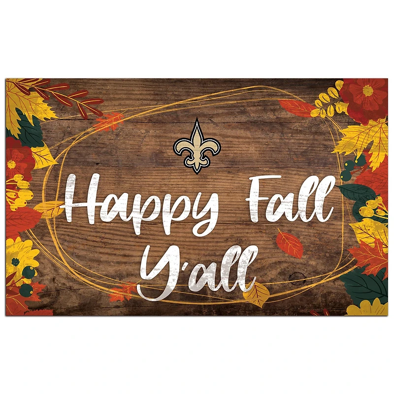 New Orleans Saints 11'' x 19'' Happy Fall Y'all Sign