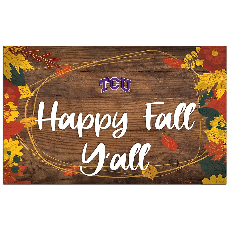 TCU Horned Frogs 11'' x 19'' Happy Fall Y'all Sign