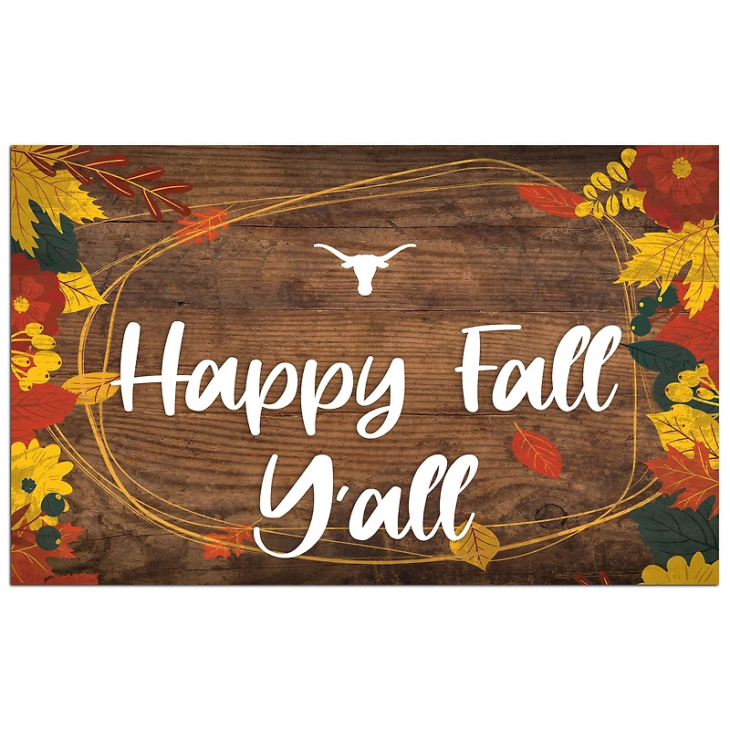 Texas Longhorns 11'' x 19'' Happy Fall Y'all Sign