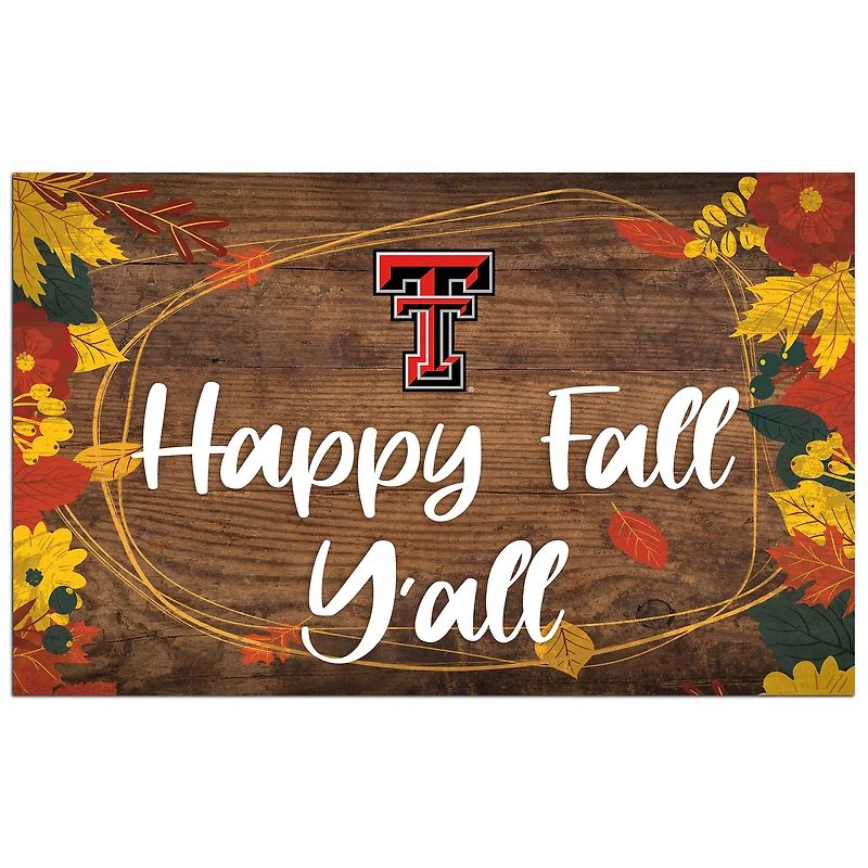 Texas Tech Red Raiders 11'' x 19'' Happy Fall Y'all Sign