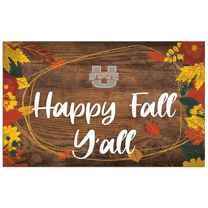 Utah State Aggies 11'' x 19'' Happy Fall Y'all Sign