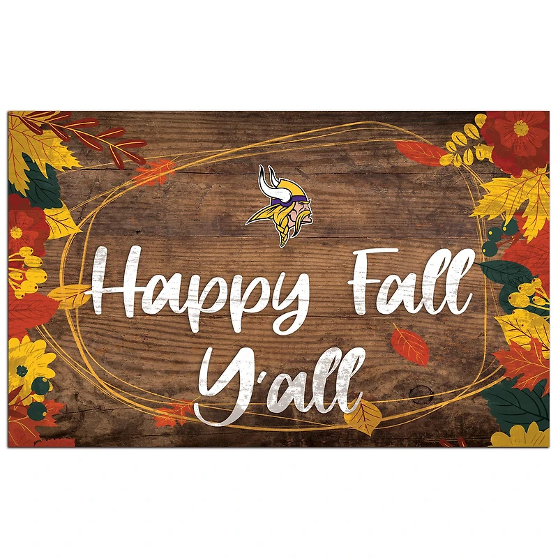 Minnesota Vikings 11'' x 19'' Happy Fall Y'all Sign