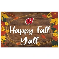 Wisconsin Badgers 11'' x 19'' Happy Fall Y'all Sign