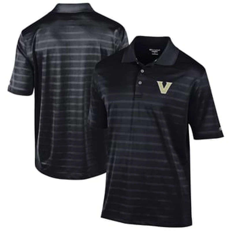 Men's Champion Black Vanderbilt Commodores Relaxed Fit Textured Solid Polo