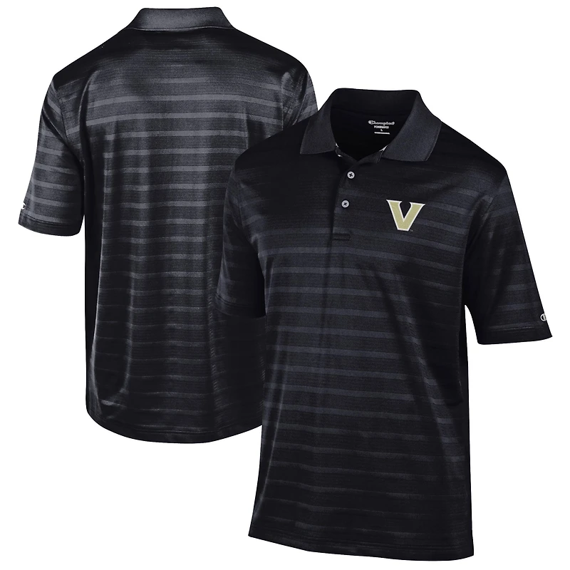 Men's Champion Black Vanderbilt Commodores Relaxed Fit Textured Solid Polo