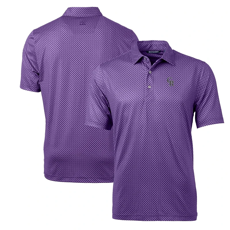 Men's Cutter & Buck Purple Colorado Rockies Big & Tall Pike Banner Print Polo